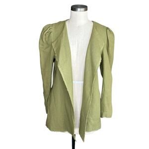 SOMETHING NAVY Green Open Front Blazer Jacket Women's Size Large Career Office